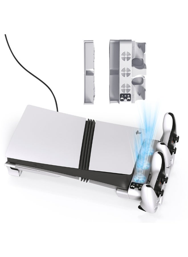 STARTRC GAMES Horizontal Cooling Fan Stand with Controller Charging for PS5 Pro/PS5 Slim, Triple Fan Cooling Base Compatible with PS5 Pro Slim Console Horizontal Placement - Image 1